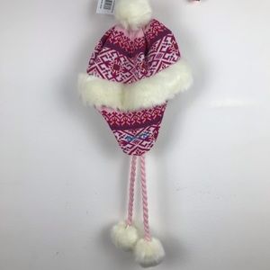Baltic Pink Fair Isle Pom Knit Warm Winter Hat NWT